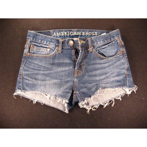 American Eagle Womans CUTOFF JEANS SHORTS Sz 29 Low Rise W 30 MEASURED SKINNY - Picture 1 of 9
